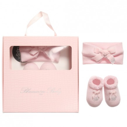 MISS BLUMARINE Baby Girls Pink Wool 2 Piece Gift Set