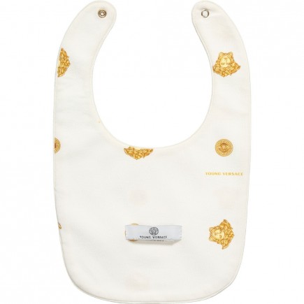 YOUNG VERSACE Ivory and Gold Medusa Unisex Bib