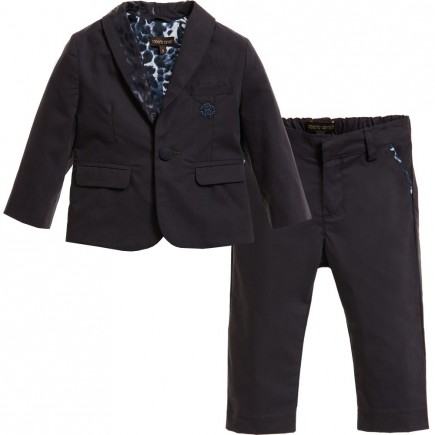 ROBERTO CAVALLI Baby Boys Navy Blue Suit with 'Blue Leopard'