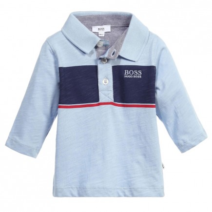 BOSS Baby Boys Pale Blue Polo Shirt with Stripe