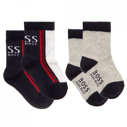 BOSS Baby Boys Grey Ankle Socks (Pack Of 2)