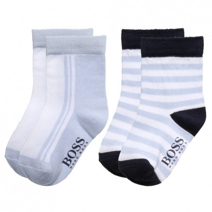 BOSS Baby Boys Pale Blue Cotton Socks (Pack of 2)