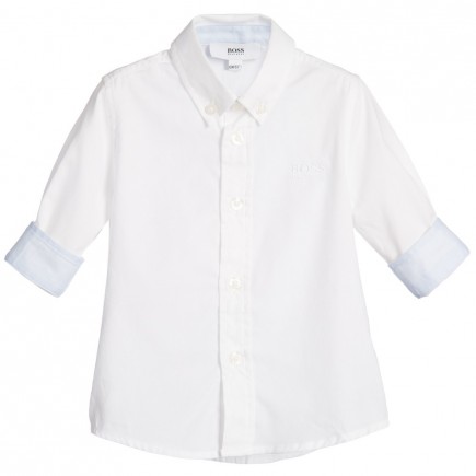 BOSS Baby Boys White Cotton Oxford Shirt