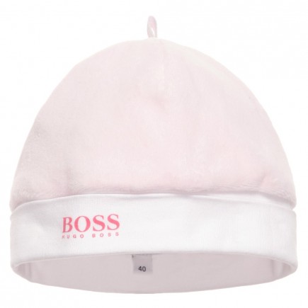 BOSS Baby Girls Pale Pink Velour Hat