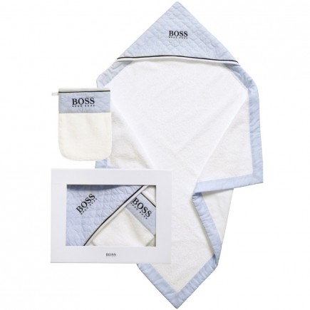 BOSS Baby White Towel & Wash Mitt Gift Set (68cm)