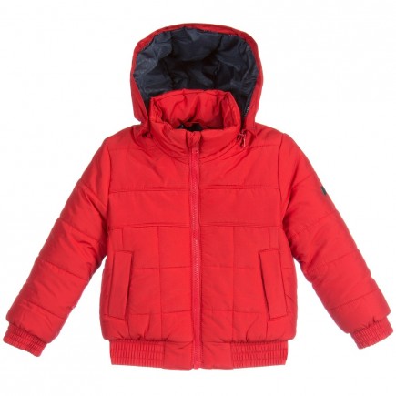 BOSS Boys Red Hooded Puffer Jacket