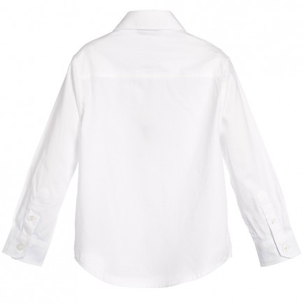 BOSS Boys White Cotton Oxford Shirt