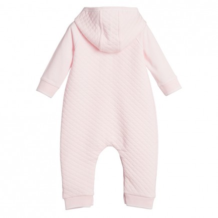 BOSS Girls Pink Quilted Babysuit with Hood