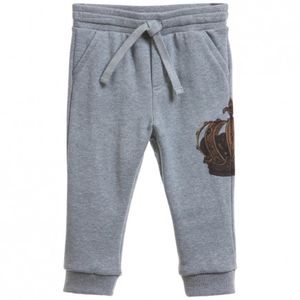 DOLCE & GABBANA Baby Boys Grey 'Crown' Tracksuit Trousers