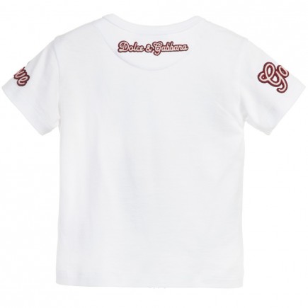 DOLCE & GABBANA Baby Boys White T-Shirt with Appliquéd Badges