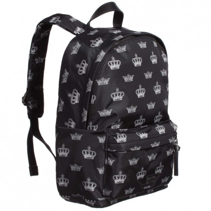 DOLCE & GABBANA Boys Black 'Crown' Backpack (36cm)