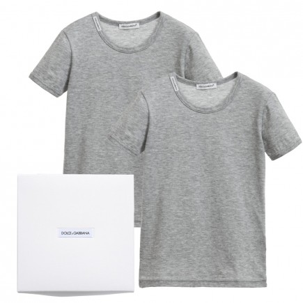 DOLCE & GABBANA Boys Grey T-Shirt Vests (Pack of 2)