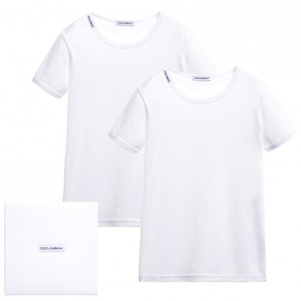 DOLCE & GABBANA Boys White T-Shirts in a Box (Pack of 2