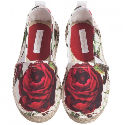 DOLCE & GABBANA Girls Rose Print Espadrille Shoes