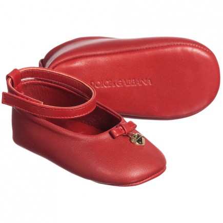 DOLCE & GABBANA Girls Red Leather Pre-Walker Shoes