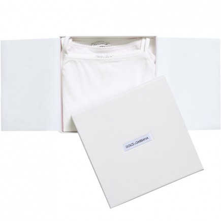 DOLCE & GABBANA Girls White Vests in a Box (Pack of 2)