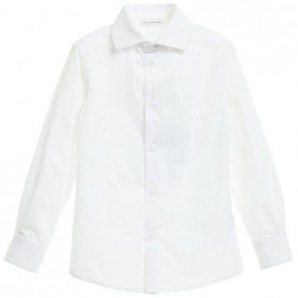 DOLCE & GABBANA Boys White Cotton Dress Shirt
