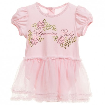 MISS BLUMARINE Baby Girls Pink Tulle Dress with Gift Box