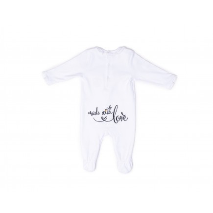 RB Royal Baby Organic Cotton Sleeve Footed Overall, Footie (Little Me) White
