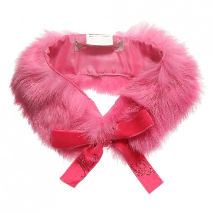 MISS BLUMARINE Girls Pink Real Fur Collar