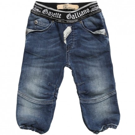 JOHN GALLIANO Baby Boys Blue Jeans with Branded Waistband