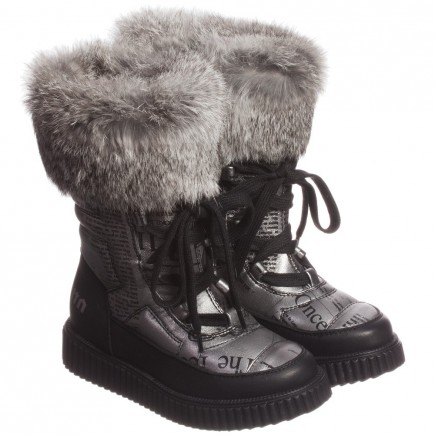 JOHN GALLIANO Leather 'Gazette' Boots with Shearling and Fur