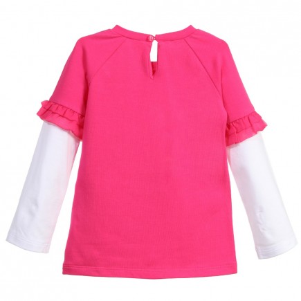 JOHN GALLIANO Girls Bright Pink Top With Floral Appliques