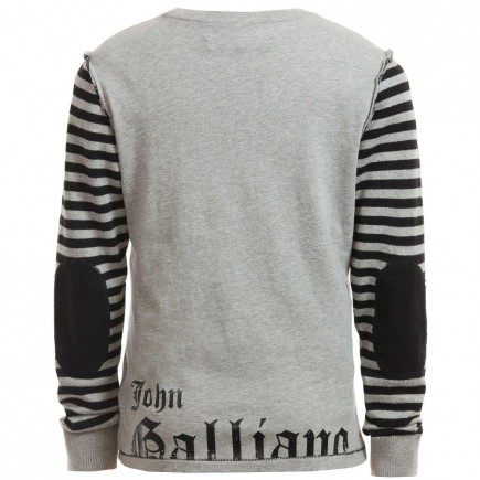 JOHN GALLIANO Boys Grey Jersey Top with Metallic Print