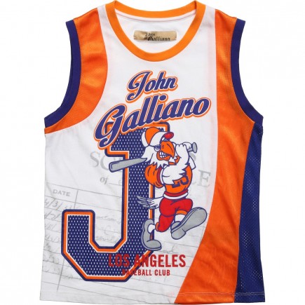JOHN GALLIANO Boys Blue & Orange Baseball T-Shirt
