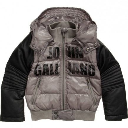 JOHN GALLIANO Boys Down Padded Jacket with Leather Sleeves