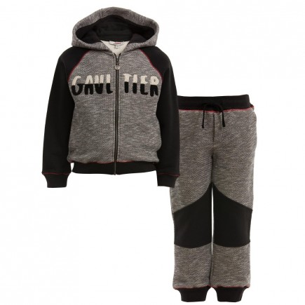 JUNIOR GAULTIER Boys Grey & Black Tracksuit with Hooded Top