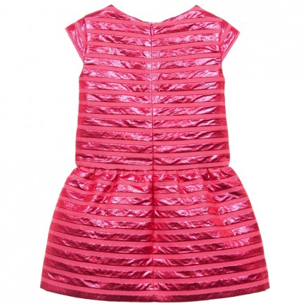 JUNIOR GAULTIER Metallic Pink Structured Short Sleeve Dress