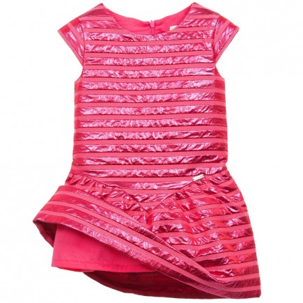 JUNIOR GAULTIER Metallic Pink Structured Short Sleeve Dress