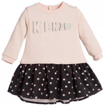 KENZO Girls Pink & Black Sweatshirt Dress