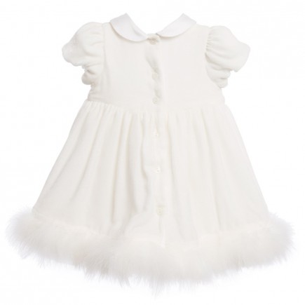 MISS BLUMARINE Baby Girls White Silk Velvet Dress