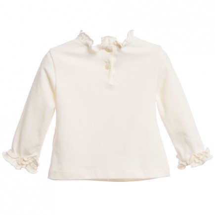 MISS BLUMARINE Baby Girls Ivory Top with Tea Cup Print