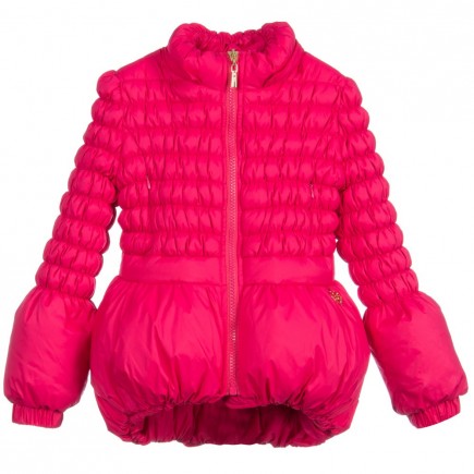 MISS BLUMARINE Girls Bright Pink Down Padded Coat