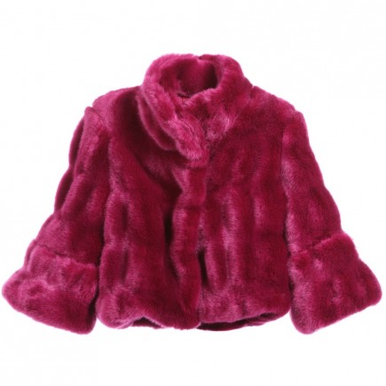 MISS BLUMARINE Girls Magenta Pink Synthetic Fur Jacket