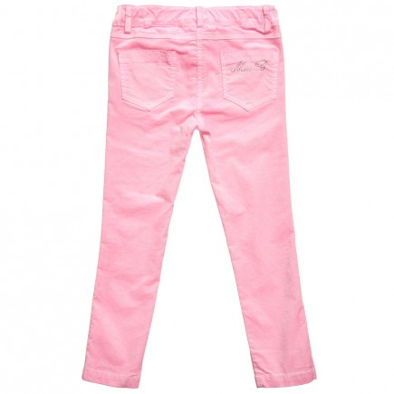 MISS BLUMARINE Girls Pink Velvet Trousers with Studs