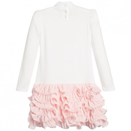 MISS BLUMARINE Girsl White & Pink Dress with Snowflake