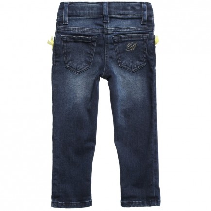 MISS BLUMARINE Girls Blue Jeans with Yellow Bows