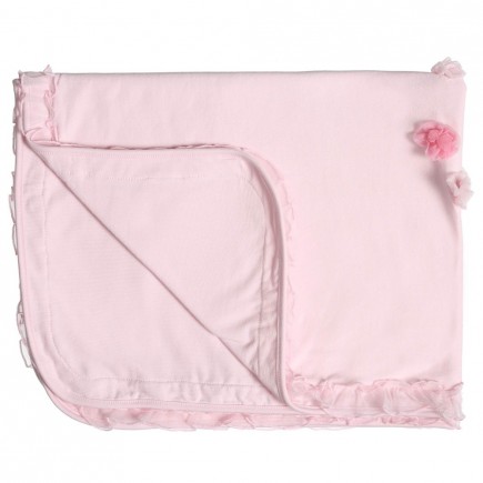 MISS BLUMARINE Pink Baby Blanket with Roses & Diamanté (82cm)