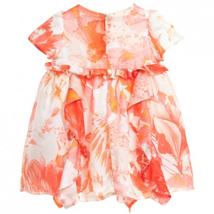ROBERTO CAVALLI Baby Girls Silk 'Floral Orange' Dress