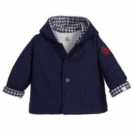 PETIT BATEAU Baby Navy Blue Cotton Padded Jacket