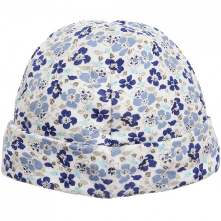 PETIT BATEAU Newborn Baby Blue Floral Printed Hat