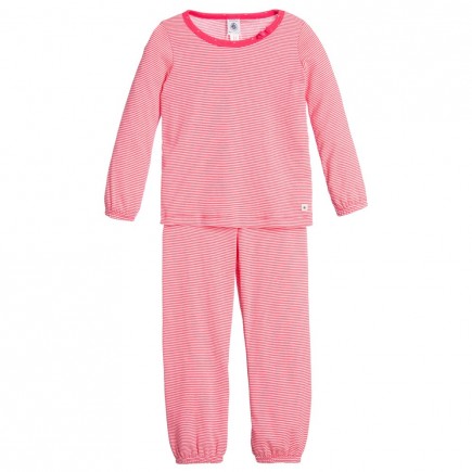 PETIT BATEAU Girls Pink Stripy Cotton Pyjamas
