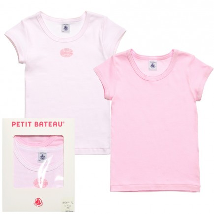 PETIT BATEAU Girls Pink T-Shirt Vests (Pack of 2)