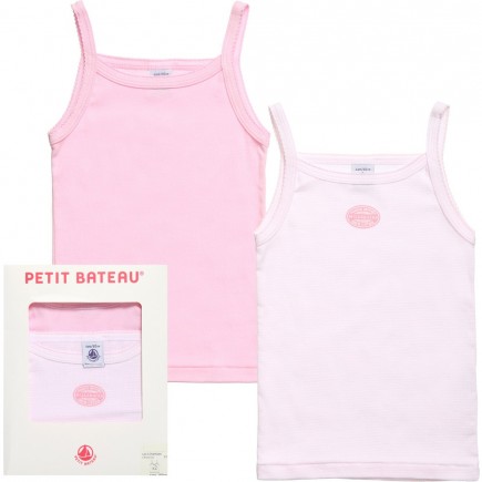 PETIT BATEAU Girls Pink Vests (Pack of 2)