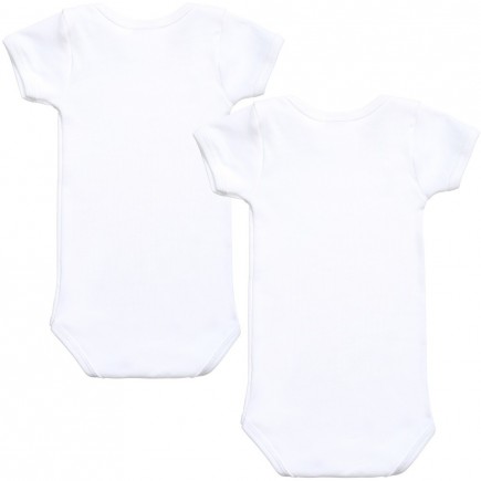 PETIT BATEAU White Cotton Short Sleeve Bodysuits (2 Pack)