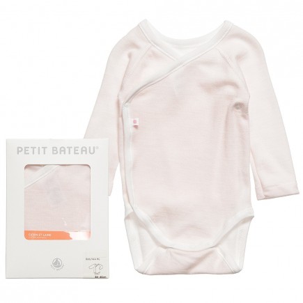 PETIT BATEAU Baby Girls  Wool And Cotton Bodysuit
